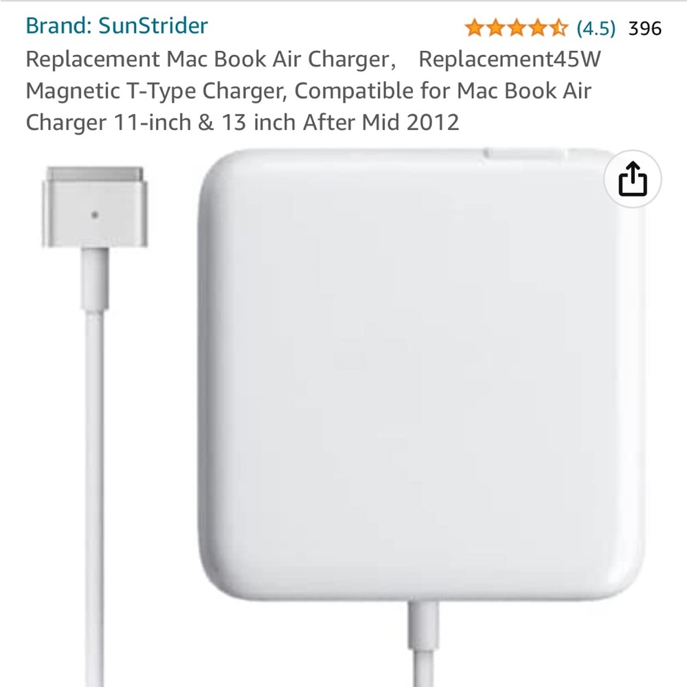 Replacement MacBook Air charger